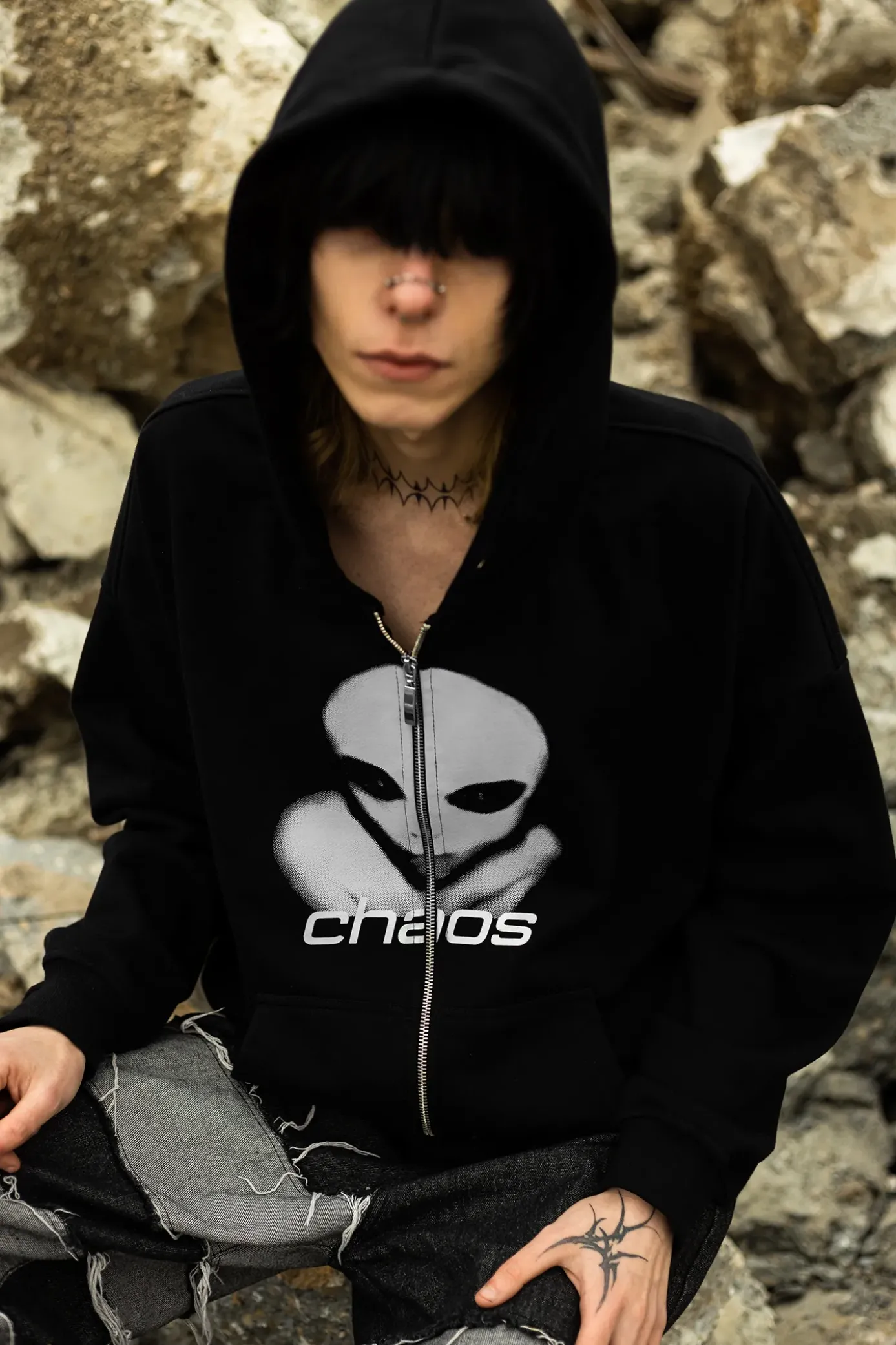 Clearance Bluza Rozpinana Alien Zip Hoodie Bluzy Rozpinane