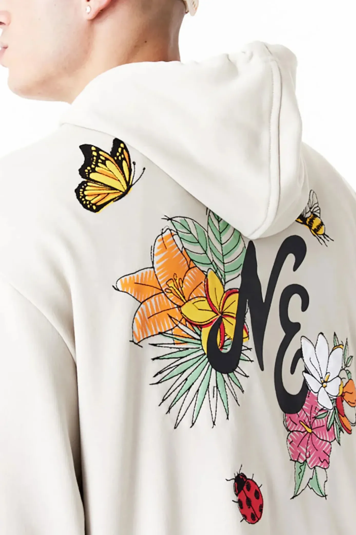 Clearance Bluza Z Kapturem New Era Floral Graphic Oversized Bluzy Z Kapturem