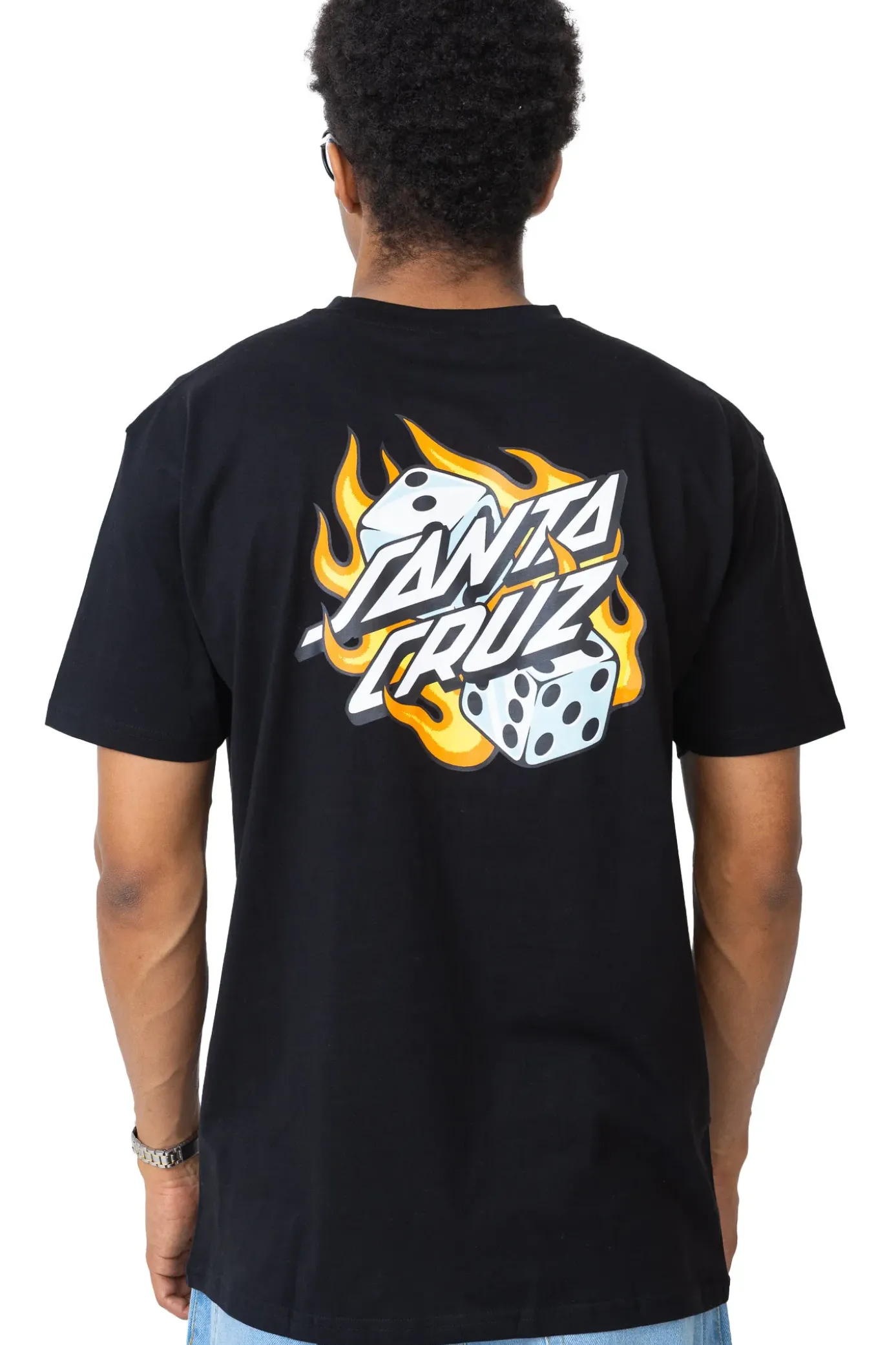 Clearance Koszulka Santa Cruz Flaming Dice Dot Chest T-shirty
