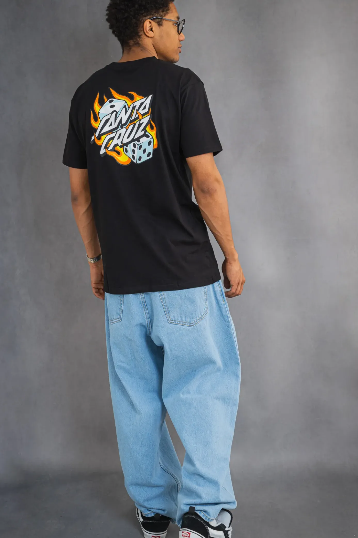 Clearance Koszulka Santa Cruz Flaming Dice Dot Chest T-shirty