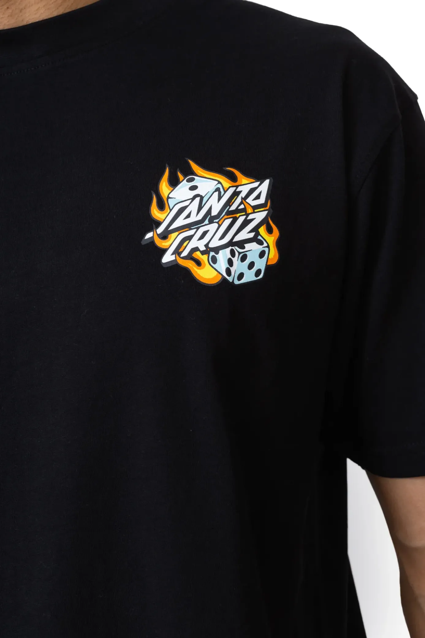Clearance Koszulka Santa Cruz Flaming Dice Dot Chest T-shirty