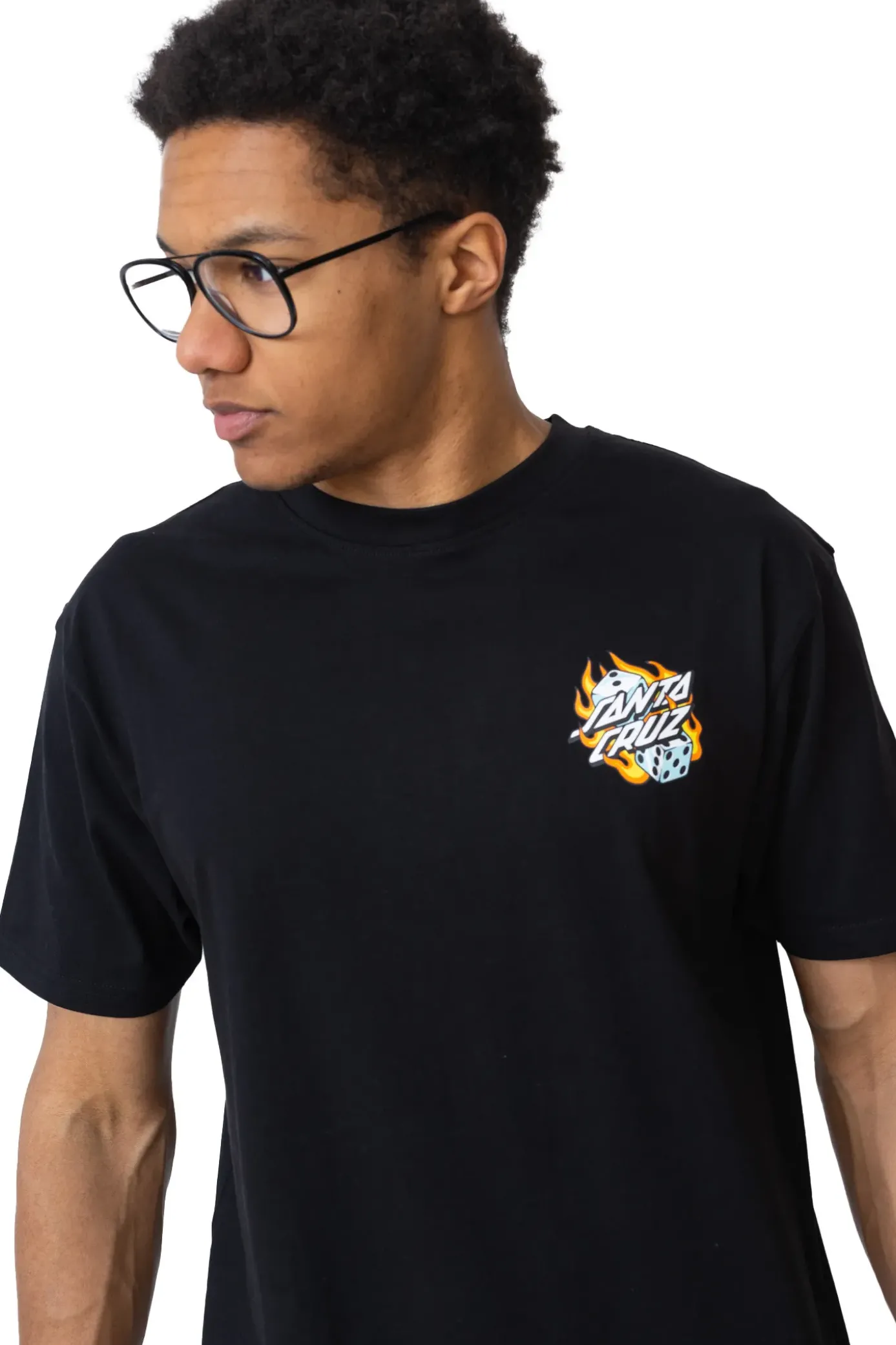 Clearance Koszulka Santa Cruz Flaming Dice Dot Chest T-shirty