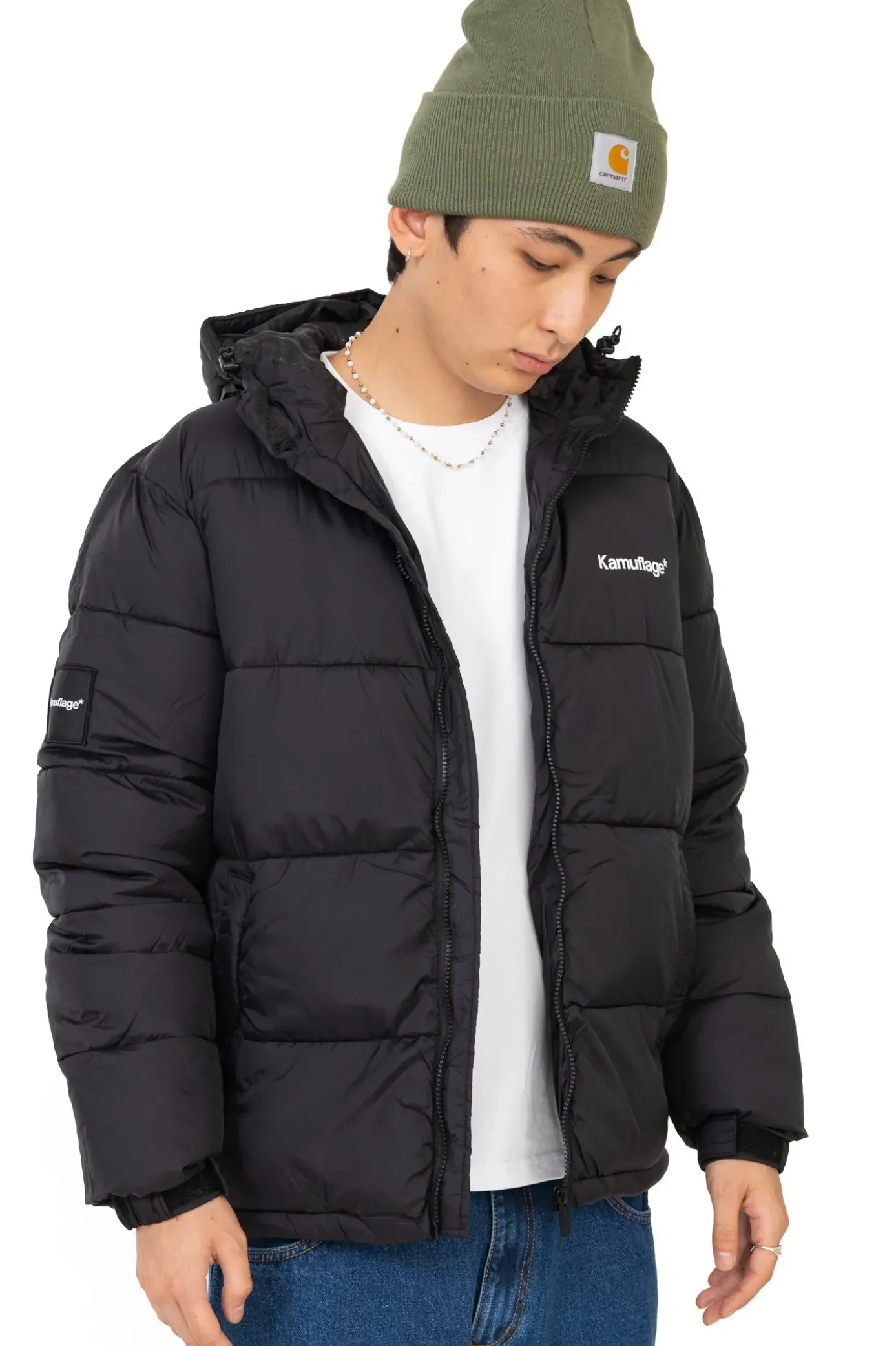 New Kurtka Zimowa Puff Mini Logo Hoodie Zimowe
