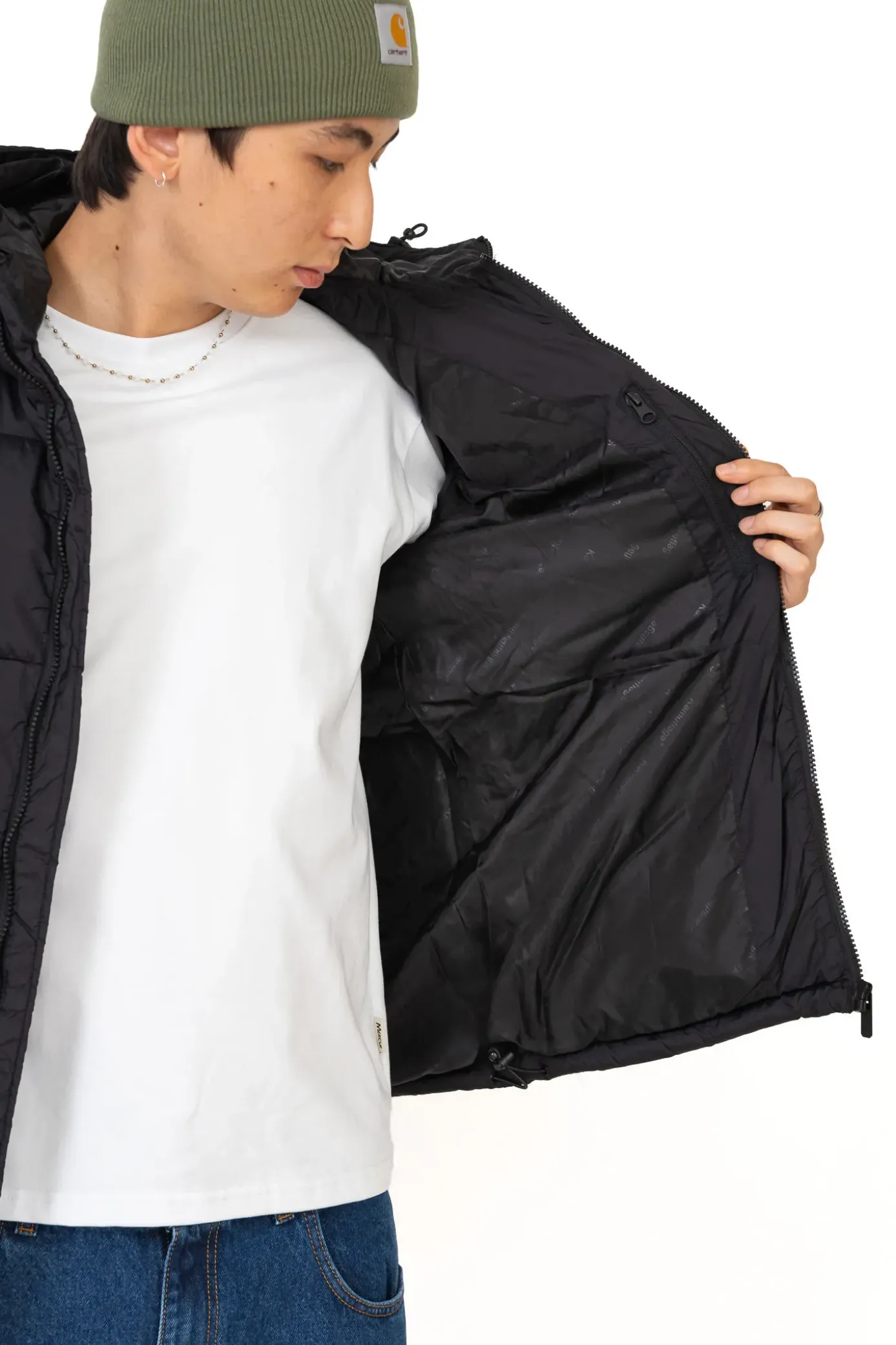 New Kurtka Zimowa Puff Mini Logo Hoodie Zimowe