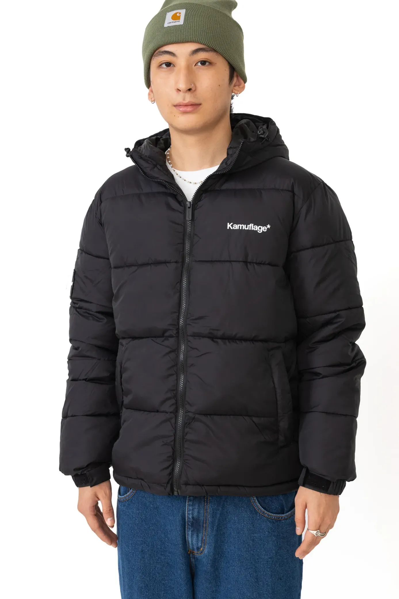 New Kurtka Zimowa Puff Mini Logo Hoodie Zimowe
