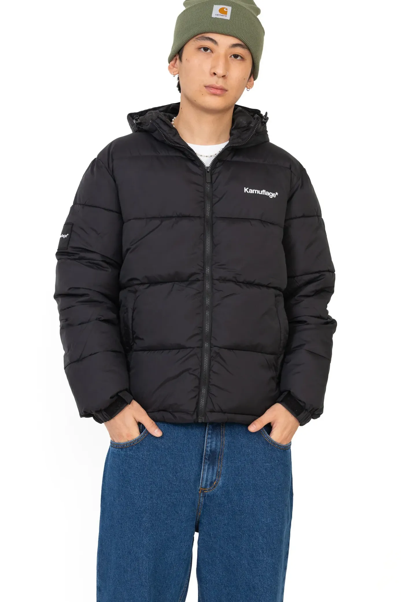 New Kurtka Zimowa Puff Mini Logo Hoodie Zimowe