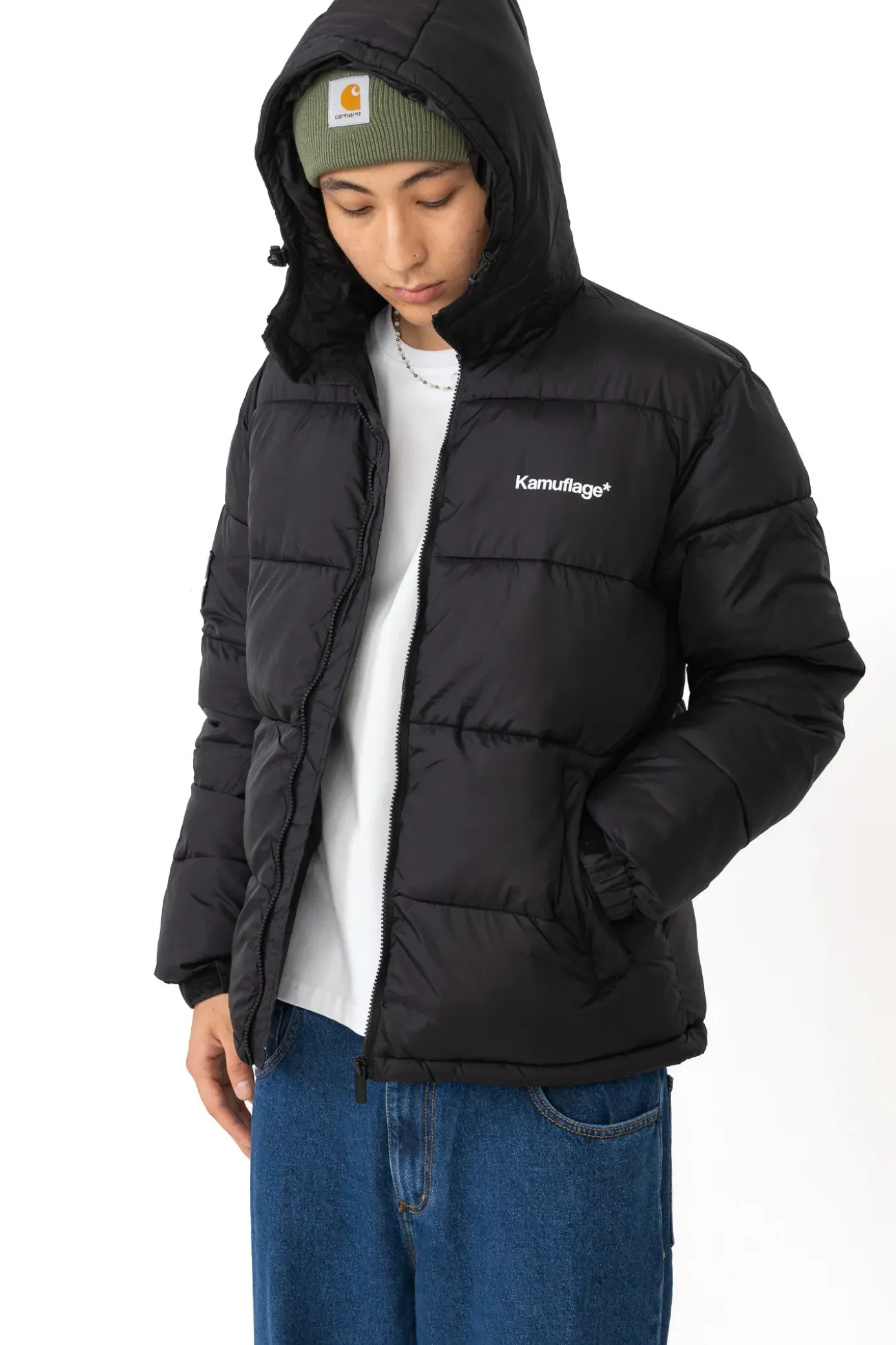 New Kurtka Zimowa Puff Mini Logo Hoodie Zimowe