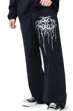 Hot Spodnie Loose Metal Spodnie Baggy|Jeansy