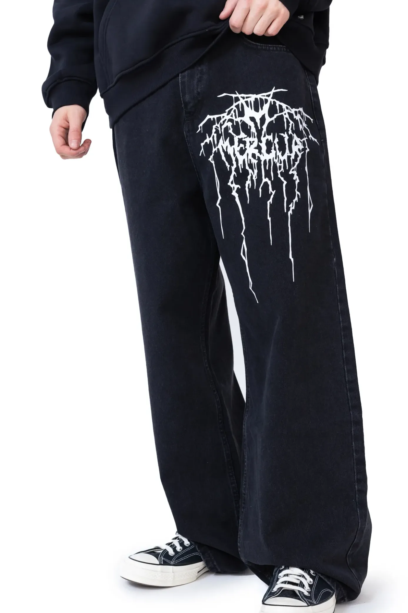 Hot Spodnie Loose Metal Spodnie Baggy|Jeansy