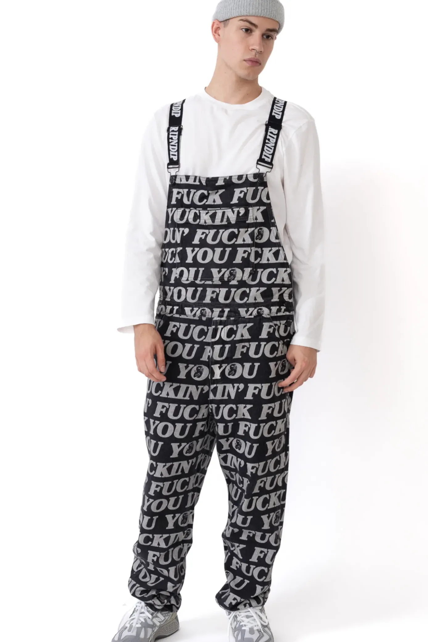 New Spodnie Fuckin Fuck Denim Overalls Spodnie Chino / Bojówki|Spodnie Materiałowe