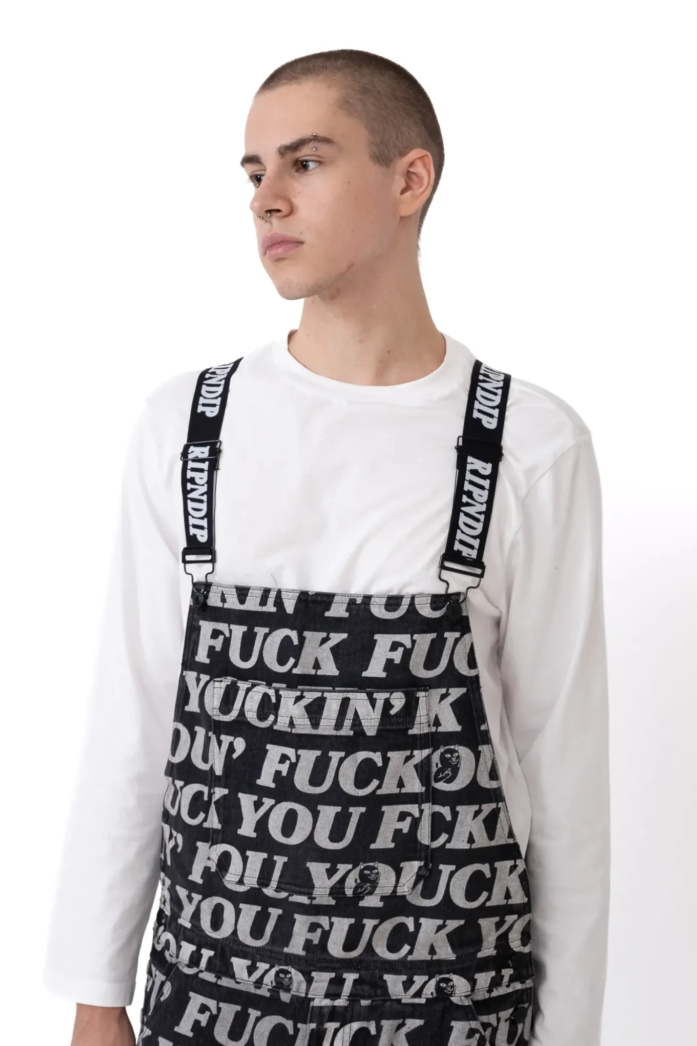 New Spodnie Fuckin Fuck Denim Overalls Spodnie Chino / Bojówki|Spodnie Materiałowe